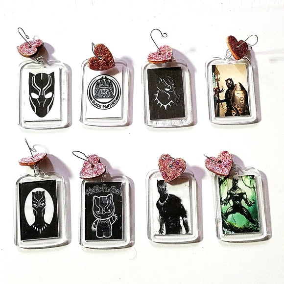 *HAPPY HOLIDAYS* 8 Black Panther Vibranium Ornaments! Double Sided. Handmade. - Picture 4 of 8